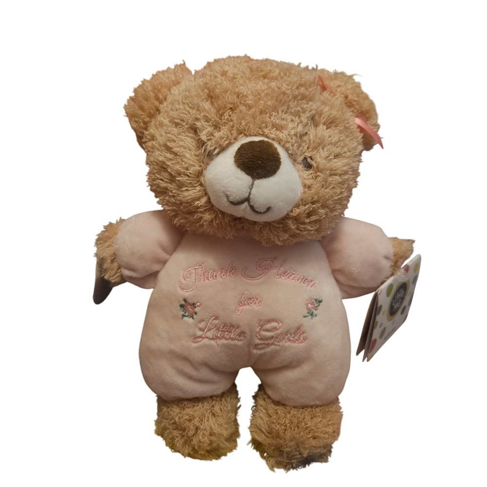Little Me Thank Heaven for Little Girls Pink Teddy Bear Soft Toy Rattle NWT